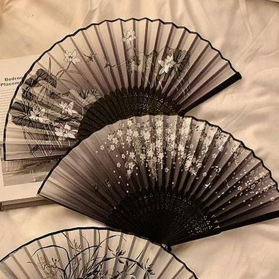 Ancient Chinese Style Portable Bamboo Folding Fan for Hanfu Dance Skirts