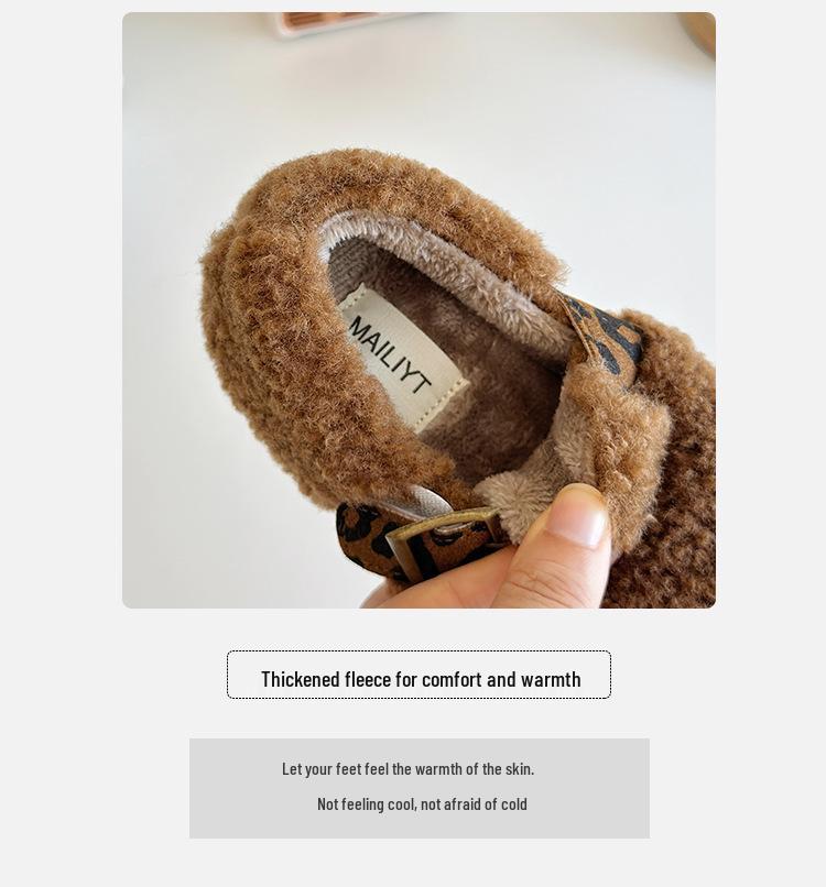 Winter Warm Fleece Baby Shoes: Soft Sole, Closed Heel, Thick Cotton for Girls