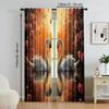 2 Pcs   Versatile Polyester Transparent Curtains for Home Decoration Valentine's Day Love Flower for Use In Bedrooms and Living