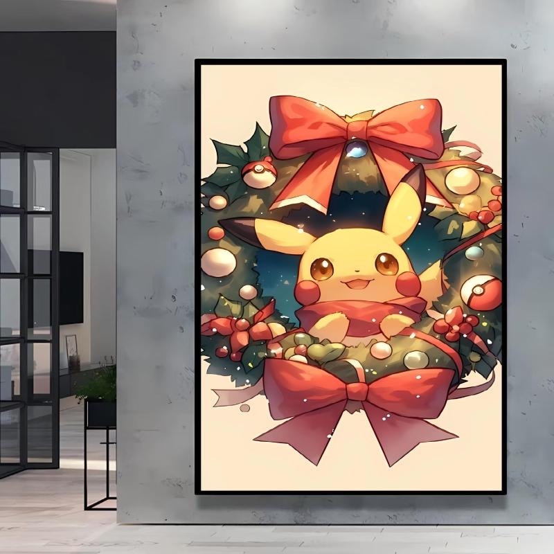 Canvas Wall Art Pokemon Pikachu Poster Prints Cute Cartoon Character Picture Classic Living Room Home Decoration Christmas Gift