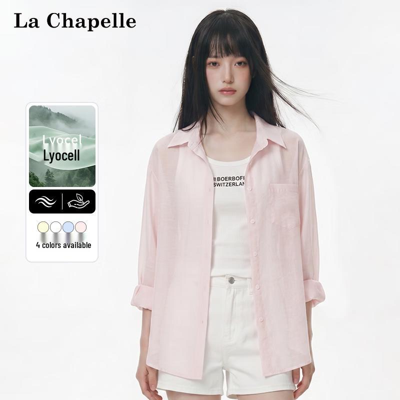 La Chapelle Women's Lyocell Sheer Long Sleeve Shirt Jacket