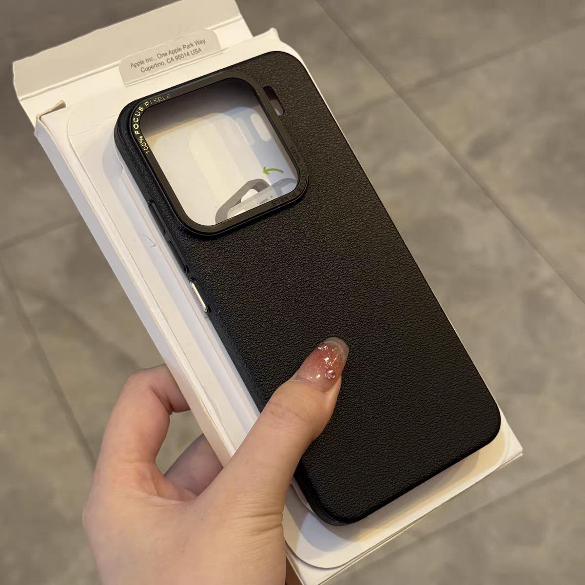 

Litchi Leather Texture Hard Phone Case For Xiaomi 15 14 Ultra 13 Pro Metal Lens Ring Lychee Ultra-thin Shockproof Cover For XiaoMi 14