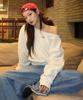 Bb' BENETTON Small Bibi Off-Shoulder Crop Sweatshirt (Melange Grey)