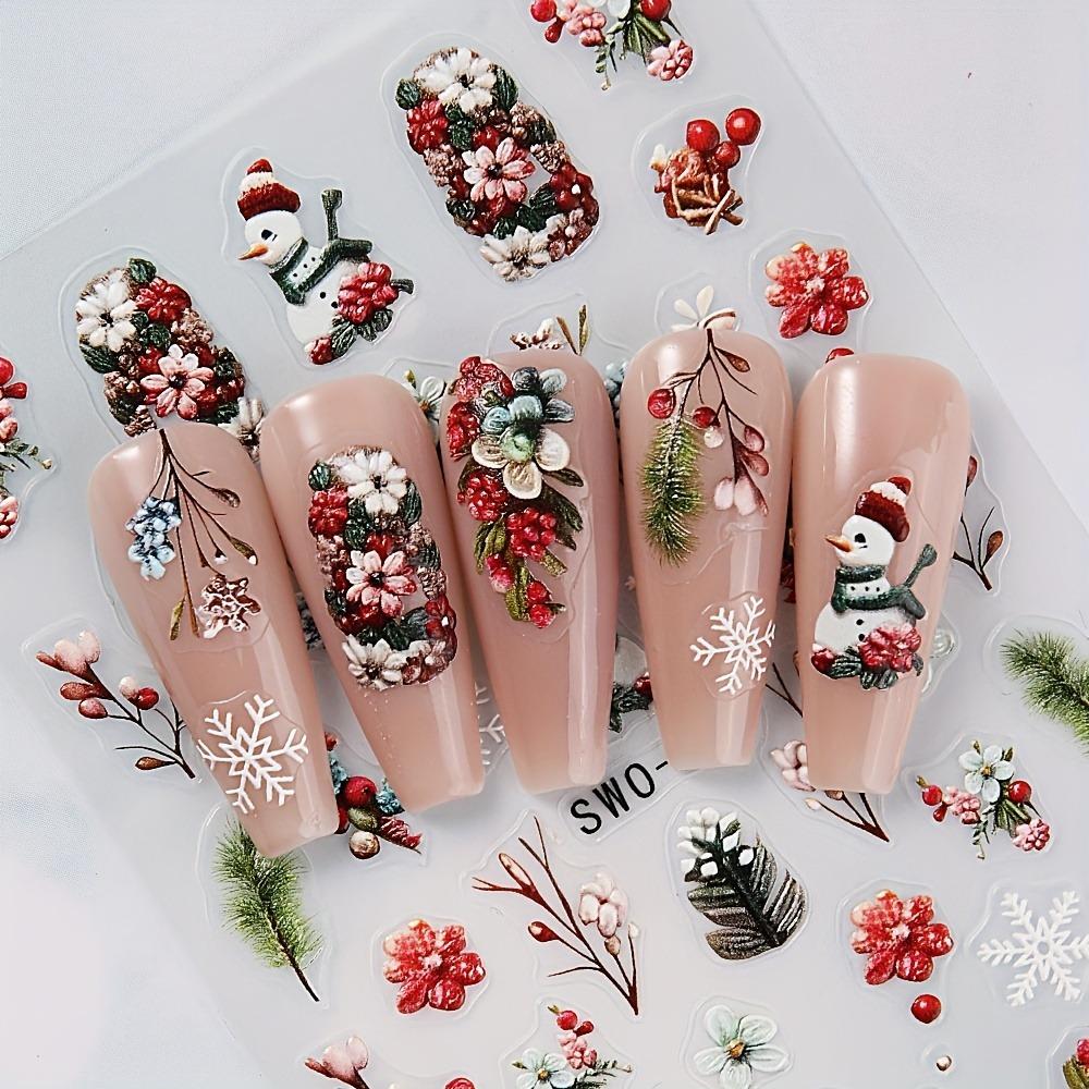 Weihnachtliche Nagelsticker – Schneeflocken- und Schneemannmuster, selbstklebend, mattes Finish, festliche Nageldekorationen zum einfachen Anbringen!