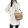 CoeFodMavo Knit Round Ribbed Long Loose Korean Plus Solid Office Commuting Women's Sweater, Long, Neck, Sweater, Sleeve, Autumn/Winter, Fit, Style,