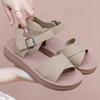 Ladies Summer Open Toe Wedge Sandals New Fashion Cross Strap Slippers Soft Bottom Non-slip Sandals Comfortable Flat Casual Shoes