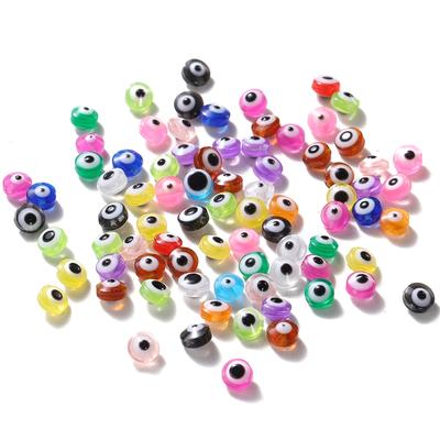 50Pcs/Lot 6mm Oval Beads Evil Eye Resin Spacer Beads Jewelry Findings for DIY Necklace Earring Bracelet Jewelry Making Supplies