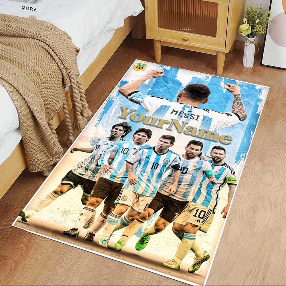 Messi Personalized Text Carpet Design for Foyer Bedrooms Entryway Playrooms Antislip Carpet Anime Office Decor Perfect Birthday/Christmas Gift Idea