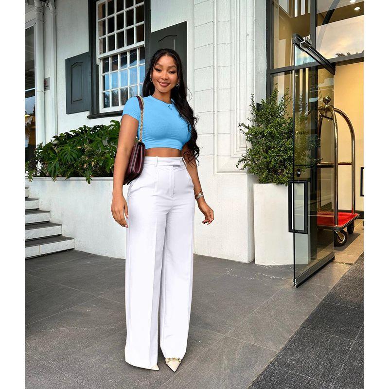 High Waist Straight Wide Leg Pants