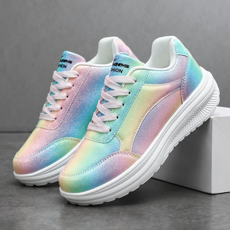 TUINANLE Baskets Plates Colorées Décontractées Légères Confortables pour Femmes Chaussures de Marche d'Extérieur pour les Sorties Quotidiennes