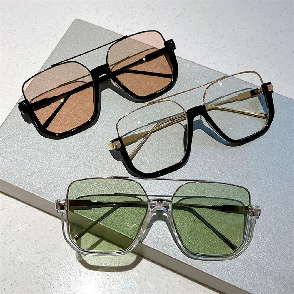 Fashion Oversized Sunglasses for   Women UV4 Half Metal Frame Sun Glasses Trendy Vintage Brand Design Goggles