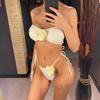 14 Colori Fiori 3D Bandeau Bikini a Taglio Alto Costume da Bagno Femminile Costume da Bagno Donna Set Bikini Due Pezzi Costumino da Bagno Swim