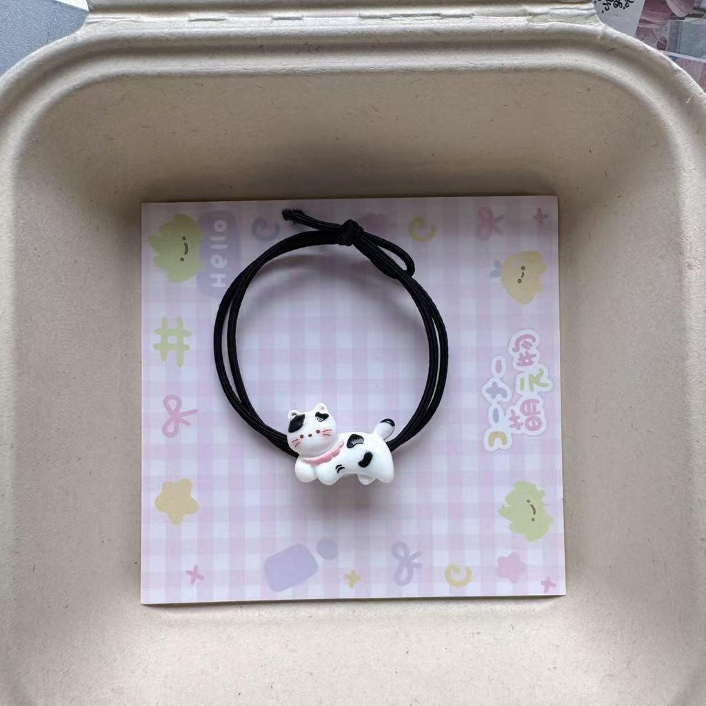 Cartoon Kitten Hair Tie: Cute Girly Rubber Band & Bracelet Mori Style