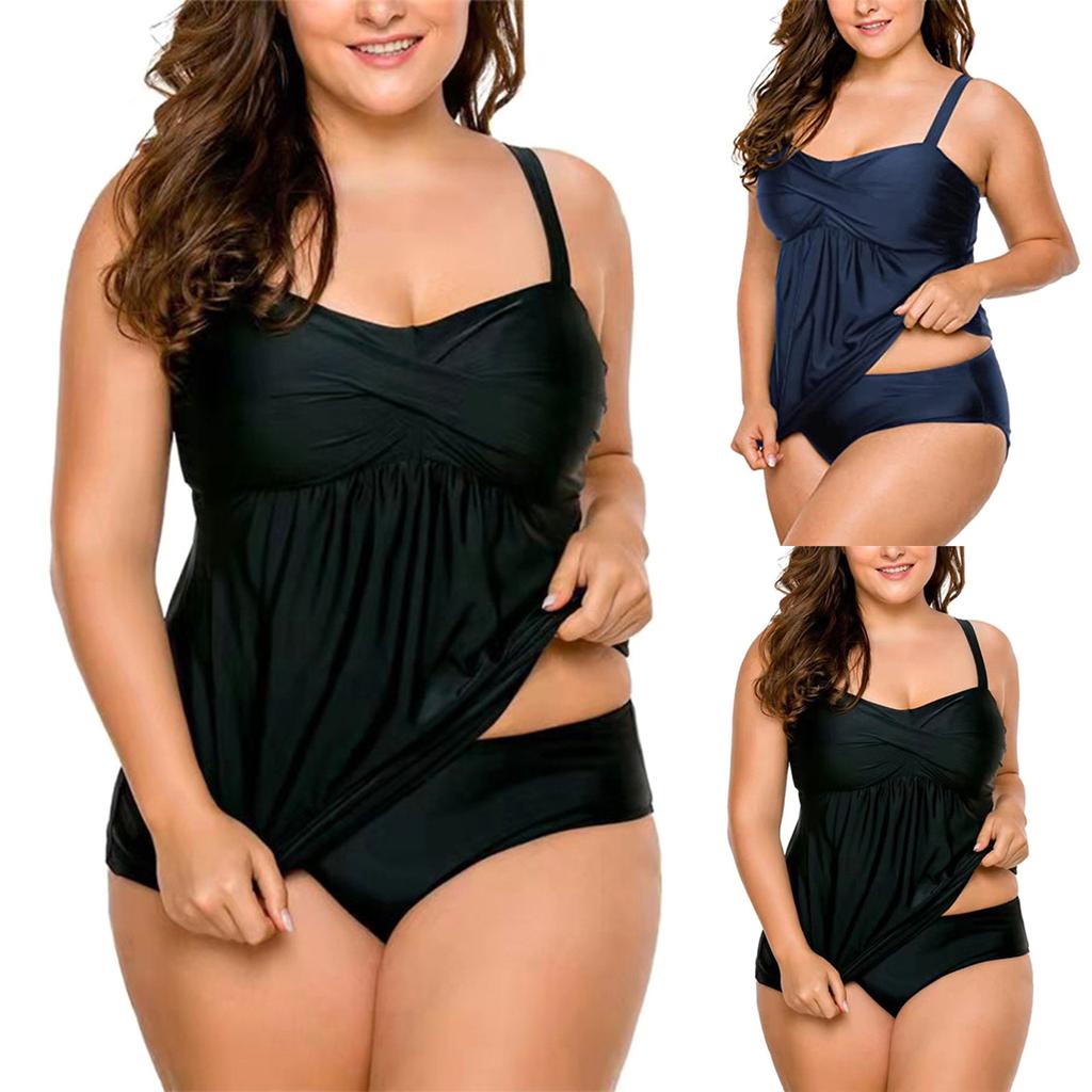 Women's Fashion Sling Solid ColorTwo-piece Boxer Swimsuit Swimsuit