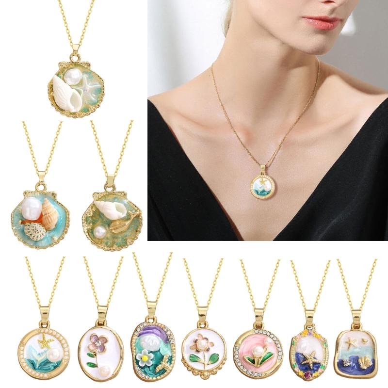 Artistic Blossomy Bivalve Charm Necklace 10 Artisanal Designs Additional Metal Mixture Jewelry Perfect For Gifting Instances