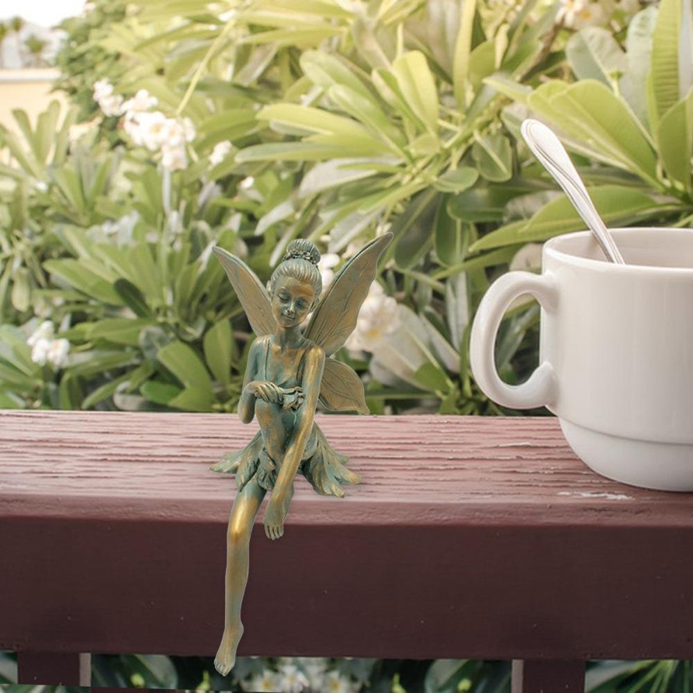 Resin Crafts Sitting Flower Fairy Figurine Retro Fairy Sculpture  for Friends Gift