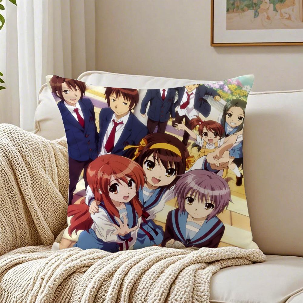 Classic Anime TThe Melancholy of Haruhi Suzumiya Cushion Cover Pillowcase Antidustmite living Room Sofa Decor Cushion Room