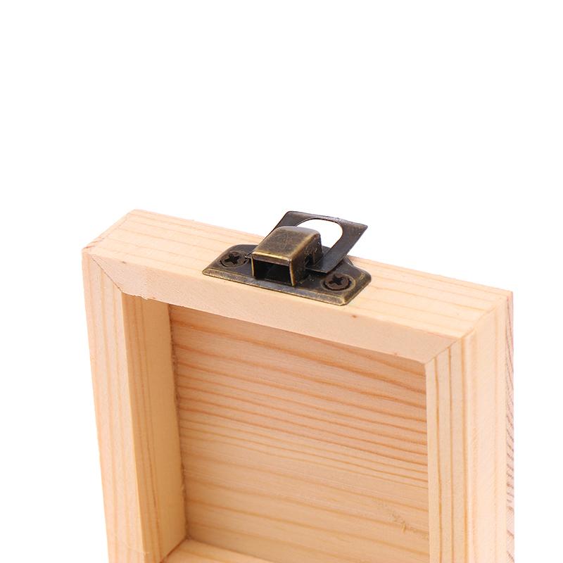 Unfinished Log Color Wooden Watch Box Diy Pine Wood Treasure Chest With Locking Clasp Hinged Lid Jewelry Storage Box