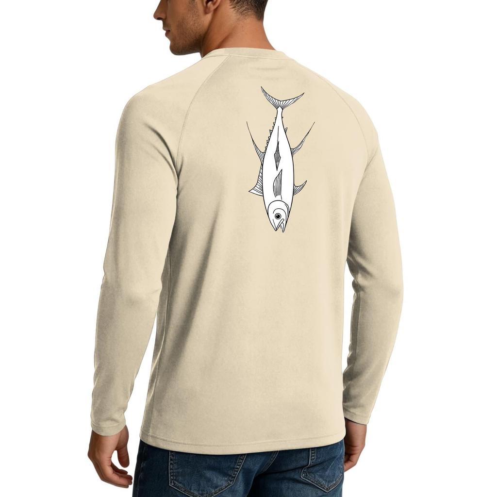 Men's Long Sleeve UPF 50 Plus Sun Protection Shirt Basic Breathable Loose Fit Outdoor Casual T-Shirt with Quick Dry Cooling Fabric