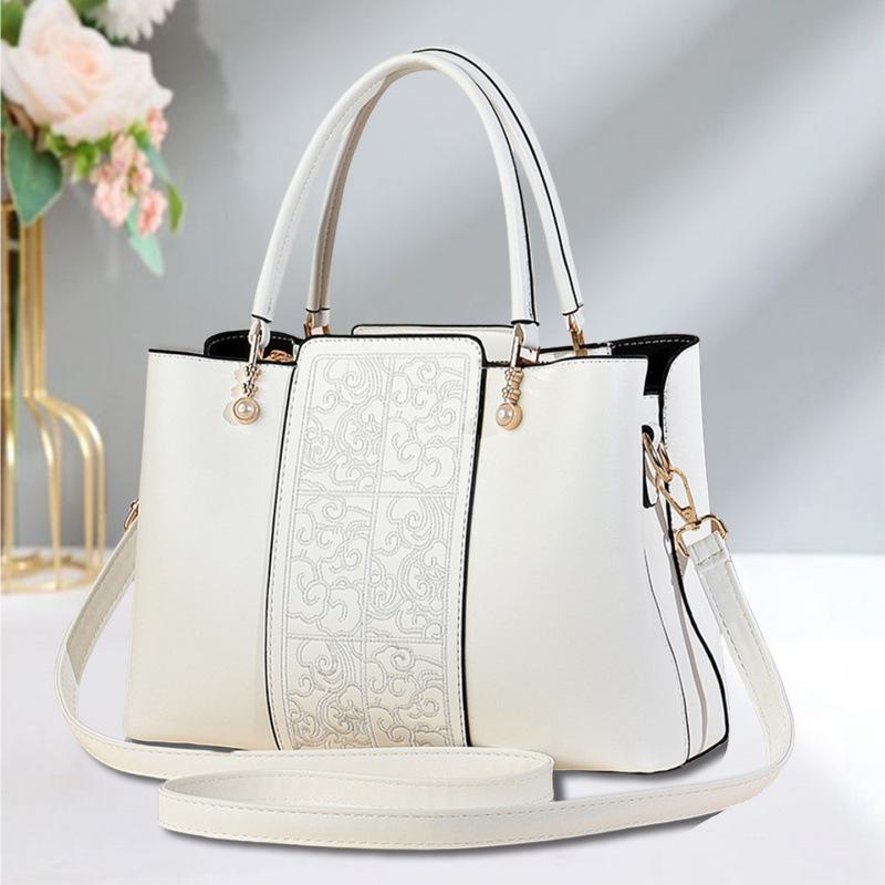 

Большая красная женская сумка, женская сумка через плечо с узором в национальном стиле, универсальная мода, бесплатная сумка для мамы. белый