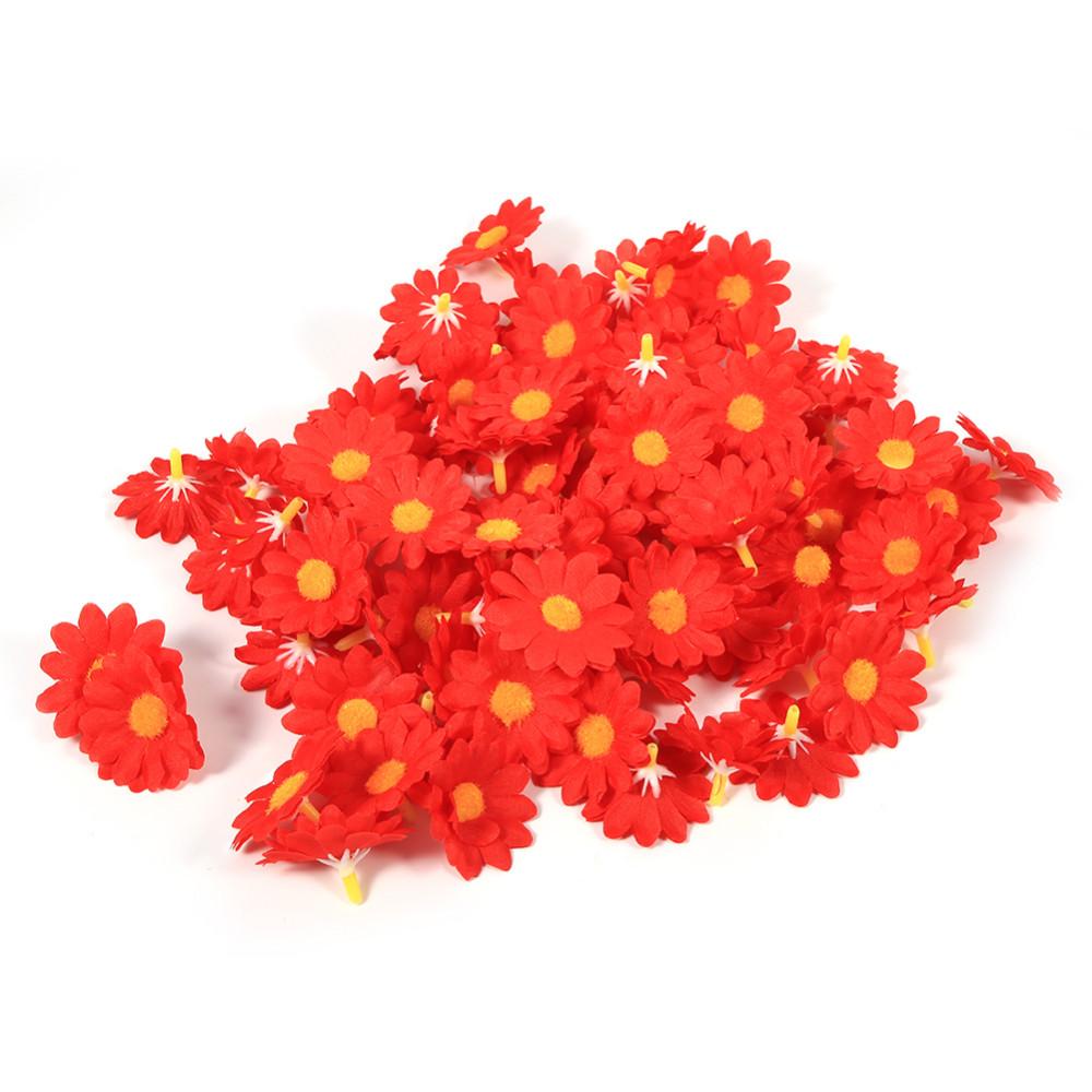 DIY Wreath Kit: 100 Silk Daisy & Sunflower Heads for Crafts красный