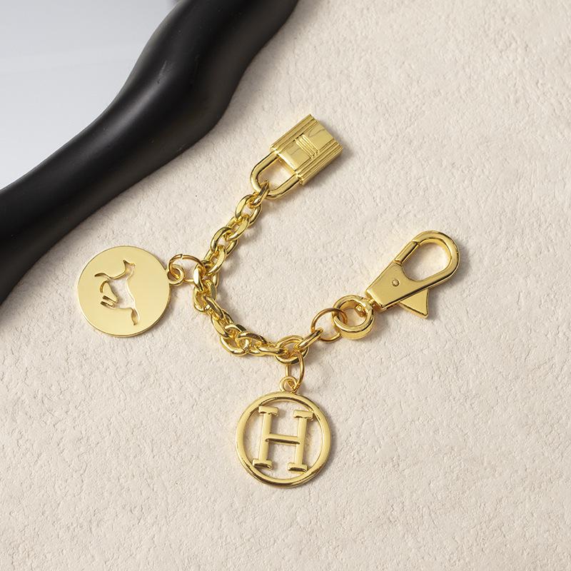 

H House Gold Bag Charm Pendant: Women s Decorative Chain Keychain Accessory