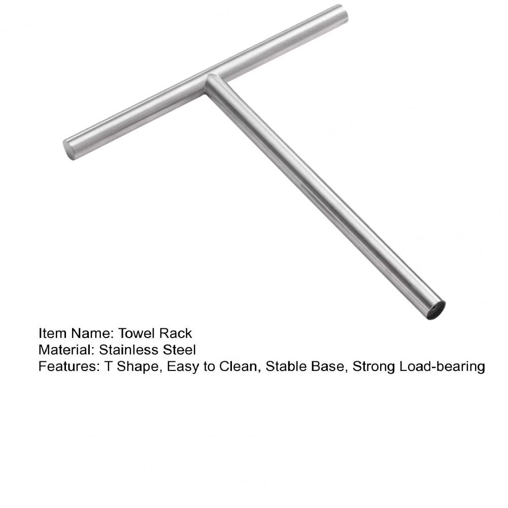 1 Set Towel Rack Strong Load-bearing Stainless Steel T Shape Standing Type Hand Cleaning Cloth Rack Shelf Bathroom Accessories