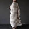 2024 Spring Ethnic-Style Mid-Length Striped Cotton Linen Dress for Women