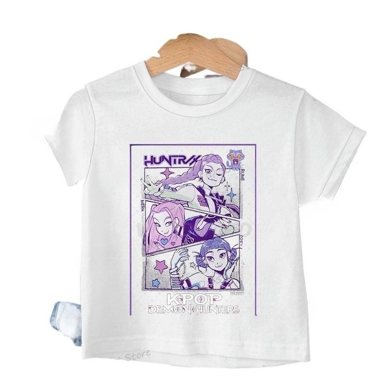 Baby Girl Boy Clothes KPop Demon Hunters Cartoon Print Cool Kids Tee Harajuku Top Movie Fans Gift Summer Tshirt Tops