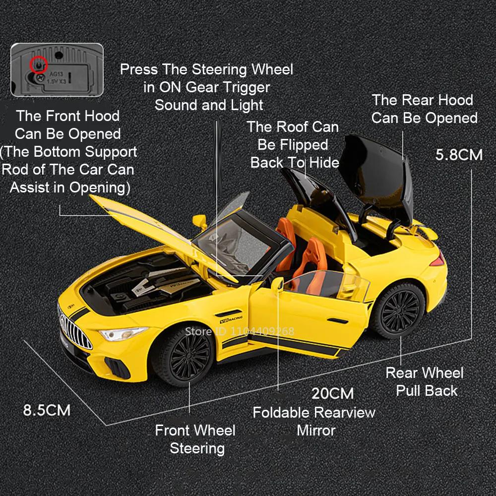 1:22 300SL SL63 NA1 Model Toy Car Diecast Metal Sound Light Pull Back Shock Absorption Miniature Sports Cars Models Boys Gifts