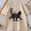 Abstract Cat Line T Shirt Minimalist Scribble Cat TShirt Funny Animal Tee Casual Comfortable Round Neck Short Sleeve Tshirt