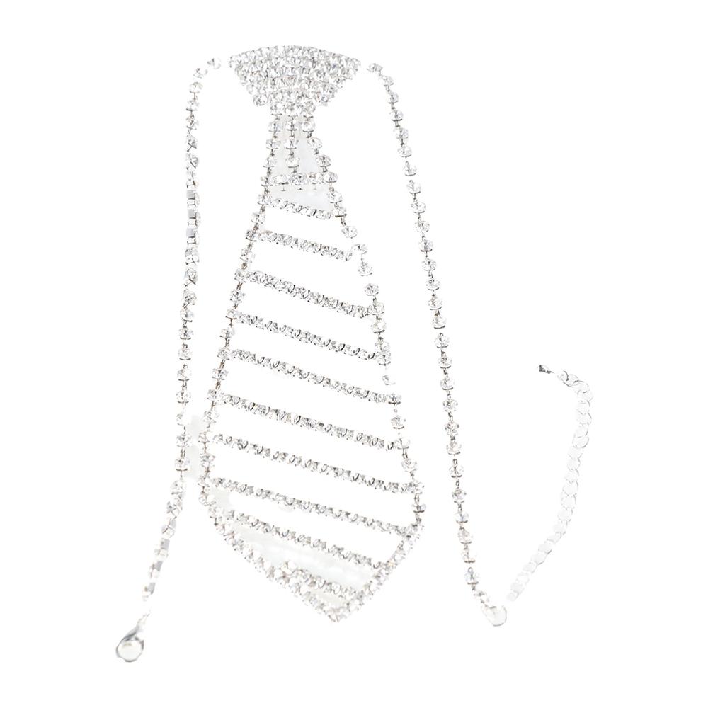 Chain Love Hollow Rhinestone Tie Long Necklace Crystal Neck Tie Korean Style Choker Women Necklace