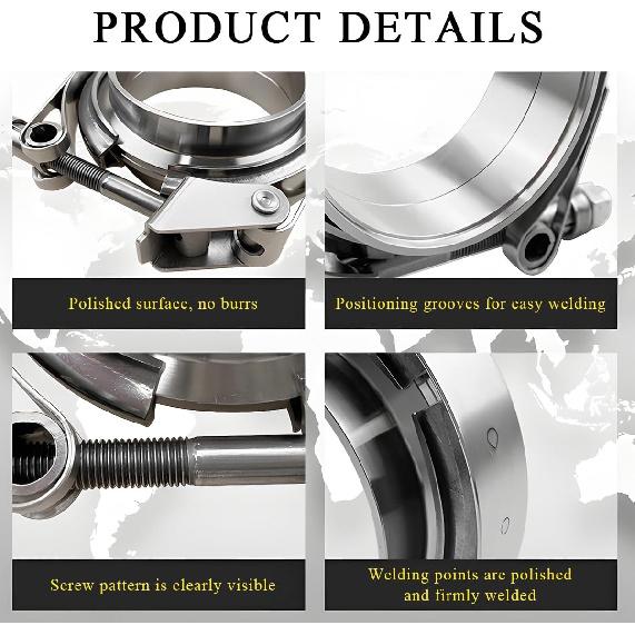V Band Clamp For Turbo, Automotive Stainless Steel Turbo Clamp With Male Female Flange (4")