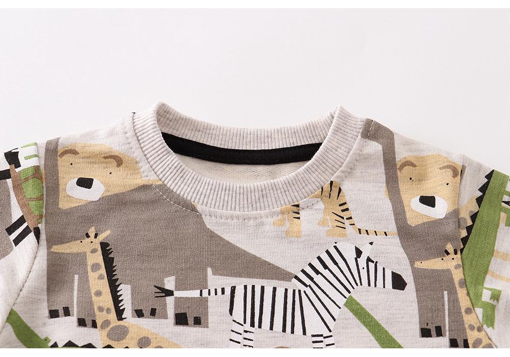 Boys' Long Sleeve Cartoon Knitted Cotton Sweatshirt - Autumn European & American Style Children's Clothing