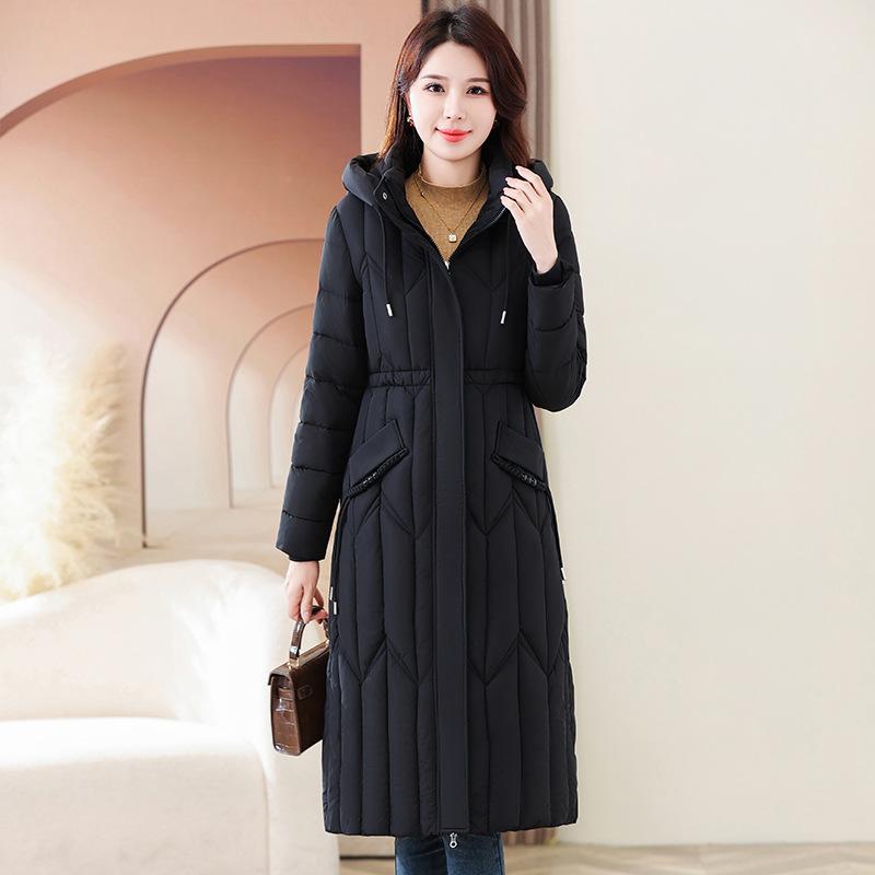 Winter 2025 new style down cotton coat women's long knee-length cotton-padded jacket thick figure-flattering cotton coat