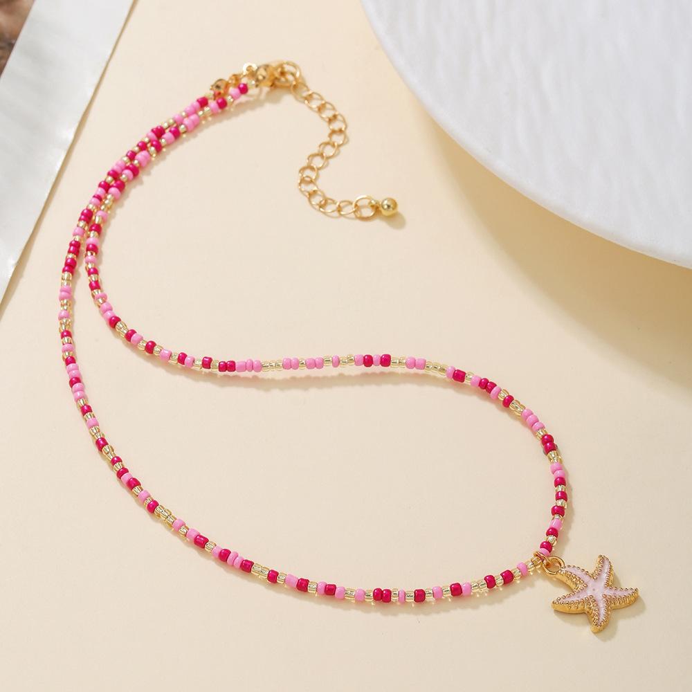 Vendita Calda Festa Parabrezza Collana di Perle di Riso Elementi Marini Femminile Stella Marina Versatile Ciondolo Collana Regolabile