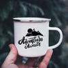 Bergmotiv Emaille-Tassen Campingbecher mit Henkel Trinkgeschirr Urlaub Wandern Lagerfeuerbecher Outdoor Wohnmobil Kaffeetasse Camper Geschenke
