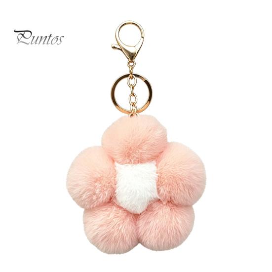 Aesthetic Handbag Pendant Plush Flower Keychain for Handbags, Five-petal Bag Charm, Backpack Hanging Accessory Fluffy Women