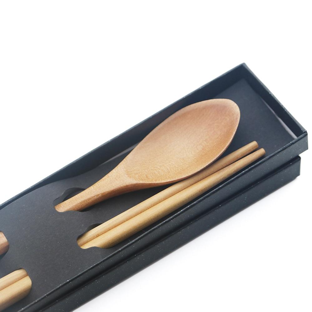 Korean Style Wood Spoon Handmade Wooden Spoon Chopsticks Set Travel Flatware Set Wooden Dinnerware Spoons Chopsticks