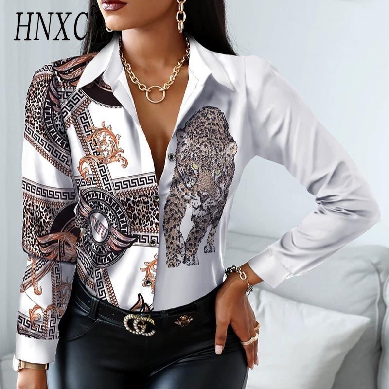 HNXC Women's Fashion Casual Long Sleeve POLO Neck Blouses & Shirts