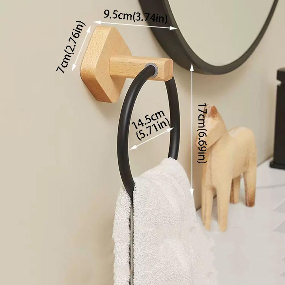 Walnut Wood Portable Towel Racks Round Design Wall Mounted Towel Holder  Home Applications