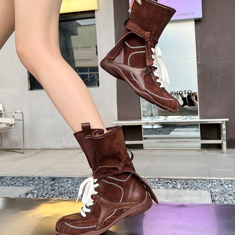 Blue Cabinet Version~ Inner Height Increase Duck Hunting Boots Women's Ins Versatile Color Matching Strap Boxing Boots Outdoor Tooling Martin Boots