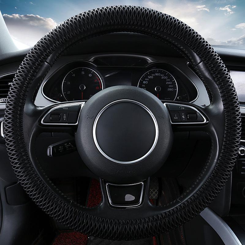 Breathable Mesh Car Steering Wheel Cover - Cute Honeycomb Sandwich Design