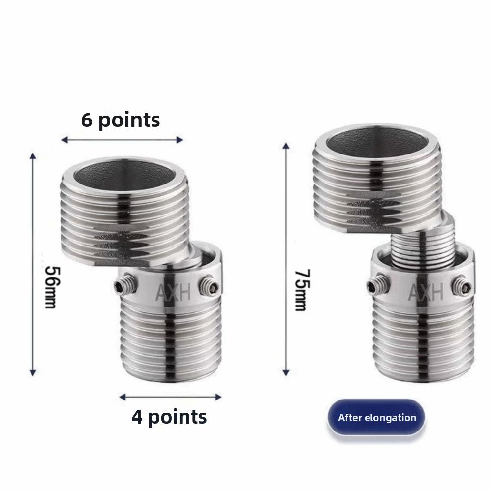 Stainless Steel Angled Curved Foot Lengthened Thickened Shower Faucet Adapter Angle Adjustment Wall Mounted