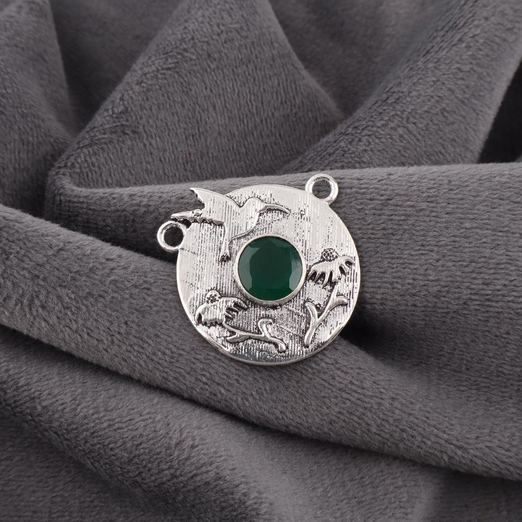 Pandantiv onix verde bijuterii cu pietre prețioase lucrate manual, bijuterii cu pandantiv din argint solid 925 cu design unic