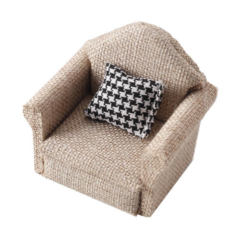 

1/12 Кукольный домик Мини Льняной Диван Декоративная Подушка Модель Кукольный домик Мебель Украшение Кукольный дом Домашняя Сцена Декор Аксессуары бежевый
