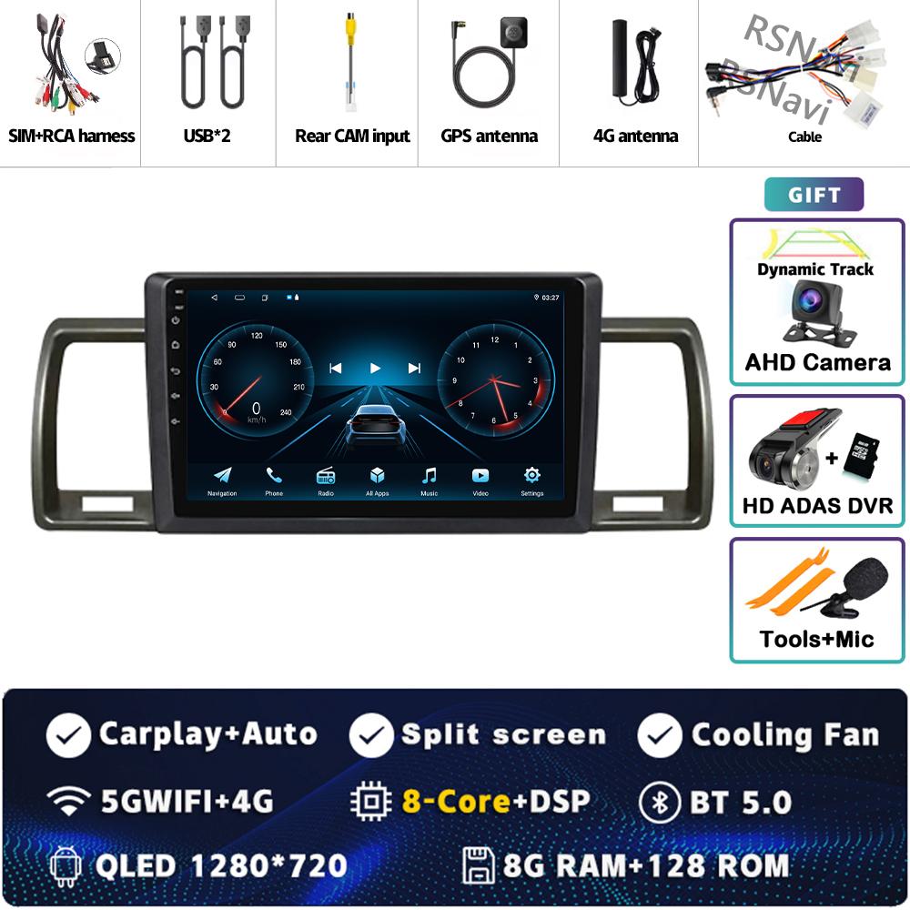 Android 14 Carplay Car Radio For Toyota Hiace 2004 - 2019 Multimedia Video Player Navigation GPS Stereo 2 Din Head Unit WIFI+4G