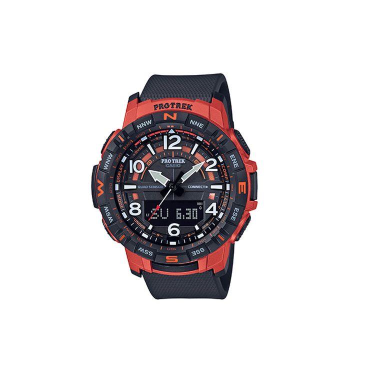 

Casio Pro Trek Prt Series Multifunction Outdoor Climbing Watch With Quad Sensors Men watches Black PRT-B50-4PR Black Red