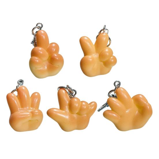 Pingente de Bolsa Realista Múltiplos Gestos Forma de Mão OK Chaveiro de Resina Alta Simulação Charme de Pão Porta-Chaves