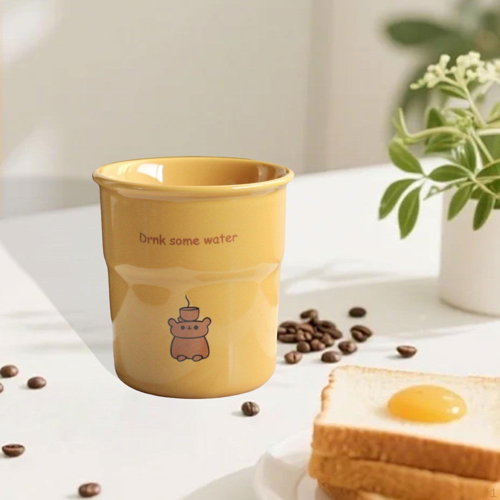 

Ceramic Coffee Cup 250ml Portable Multifunction Handheld Cute Mug Water for Household жовтий
